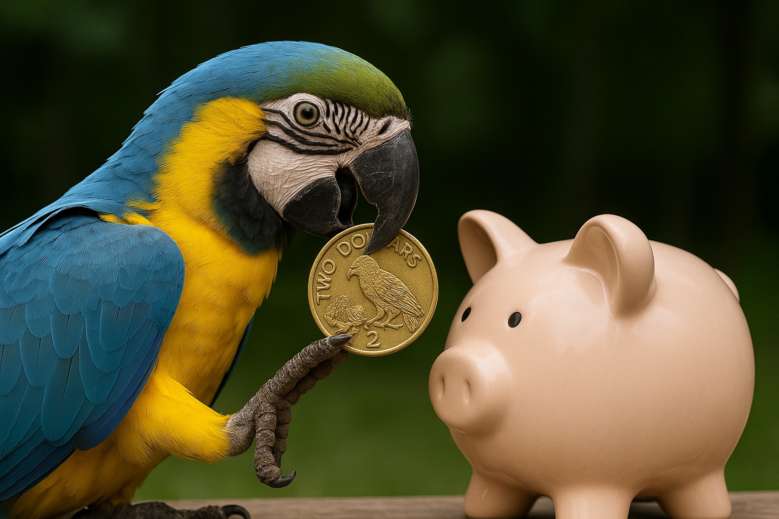 Parrot with Piggy Bank